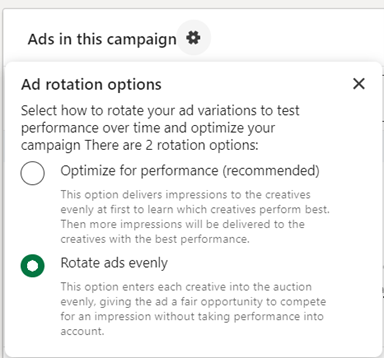 Meta ads rotation options